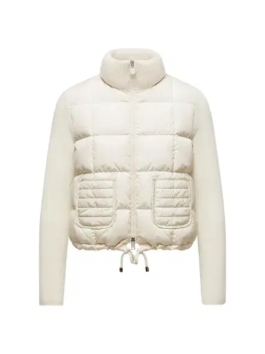 Moncler Women's Down-Filled Cardigan in Wool - White | Thumbnail 1