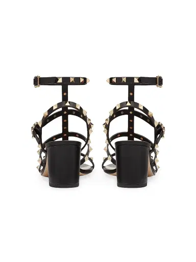 Valentino Garavani Women's Rockstud Calfskin Ankle Strap Sandals - Black - Size 11.5 | Thumbnail 3