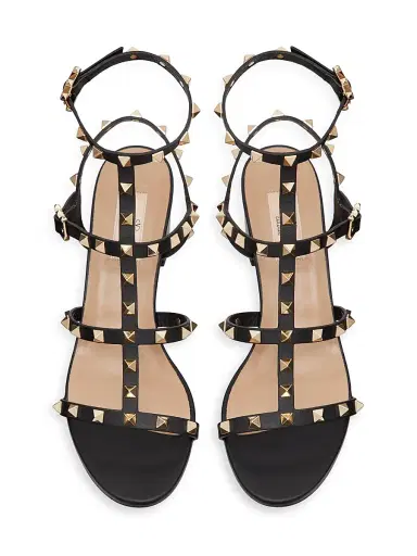 Valentino Garavani Women's Rockstud Calfskin Ankle Strap Sandals - Black - Size 11.5 | Thumbnail 4