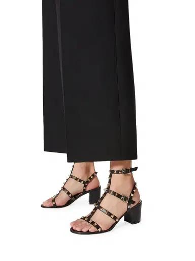 Valentino Garavani Women's Rockstud Calfskin Ankle Strap Sandals - Black - Size 11.5 | Thumbnail 6