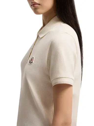 Moncler Women's Polo Shirt in Cotton Piquet - White | Thumbnail 3