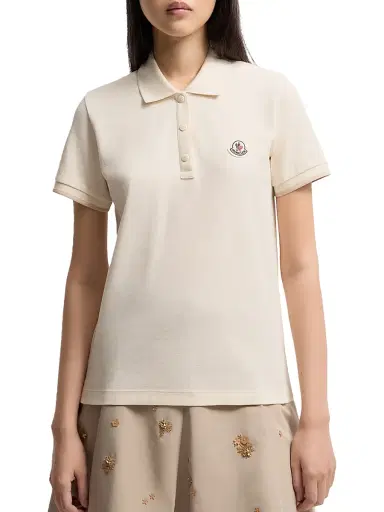 Moncler Women's Polo Shirt in Cotton Piquet - White | Thumbnail 1