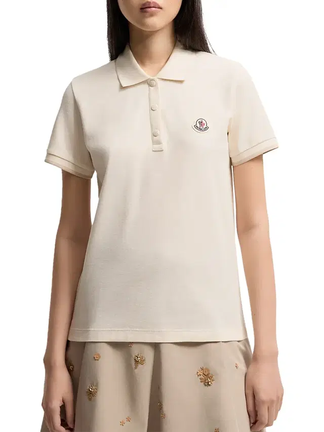 Moncler Women's Polo Shirt in Cotton Piquet - White
