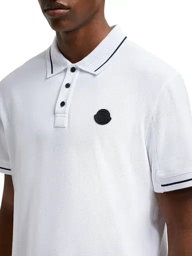 Moncler Men's Polo Shirt in Cotton - Optical White - Size XXXXL | Thumbnail 4