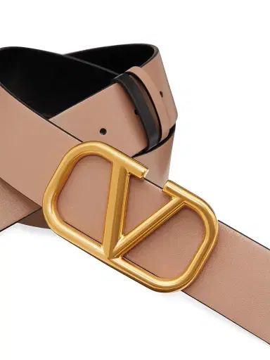 Valentino Garavani Women's Reversible VLogo Signature Belt in Calfskin 40MM - Smokey Beige Black | Thumbnail 2 Valentino Garavani Women's Reversible VLogo Signature Belt in Calfskin 40MM - Smokey Beige Black | Thumbnail 2