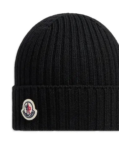 Moncler Little Boy's & Boy's Beanie Hat in Wool - Black | Thumbnail 3 Moncler Little Boy's & Boy's Beanie Hat in Wool - Black | Thumbnail 3