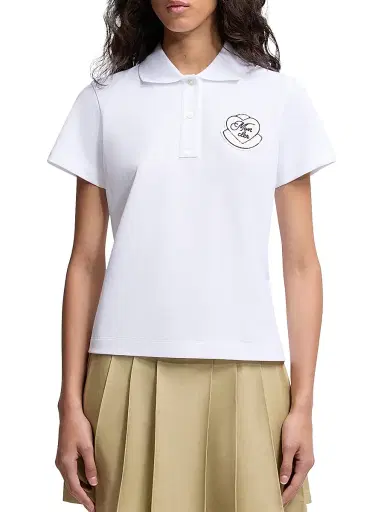 Moncler Women's Polo Shirt in Cotton Piquet - White | Thumbnail 2 Moncler Women's Polo Shirt in Cotton Piquet - White | Thumbnail 2