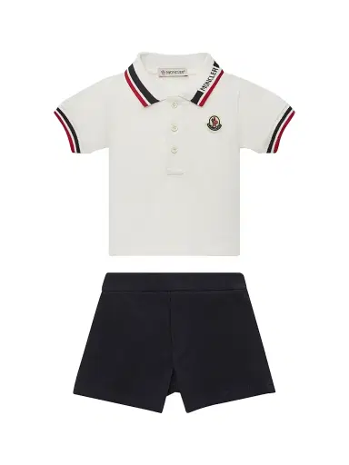 Moncler Baby Boy's & Little Boy's Set in Cotton Piquet - White Blue - Size 6 Months | Thumbnail 2