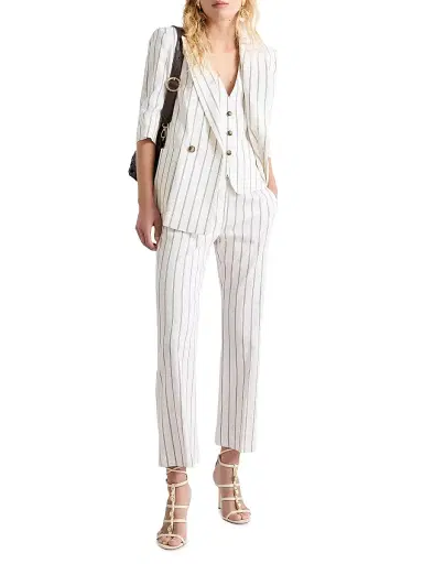 Marella Women's Straight Linen Blazer - White - Size 12 | Thumbnail 5