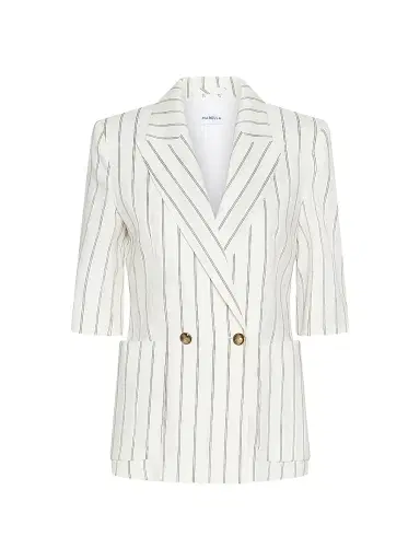 Marella Women's Straight Linen Blazer - White - Size 12 | Thumbnail 1