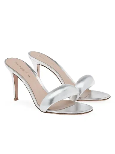 Gianvito Rossi Women's Bijoux 85MM Leather Mules - Silver - Size 11.5 | Thumbnail 2
