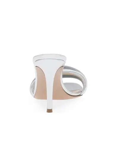 Gianvito Rossi Women's Bijoux 85MM Leather Mules - Silver - Size 11.5 | Thumbnail 3