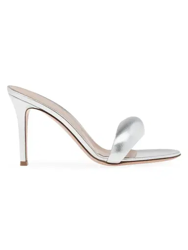 Gianvito Rossi Women's Bijoux 85MM Leather Mules - Silver - Size 11.5 | Thumbnail 1