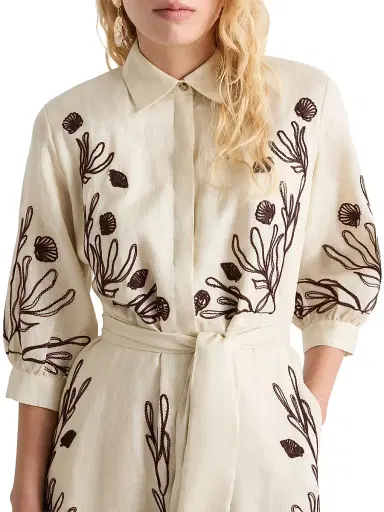 Marella Women's Embroidered Linen Dress - Cream - Size 12 | Thumbnail 5 Marella Women's Embroidered Linen Dress - Cream - Size 12 | Thumbnail 5