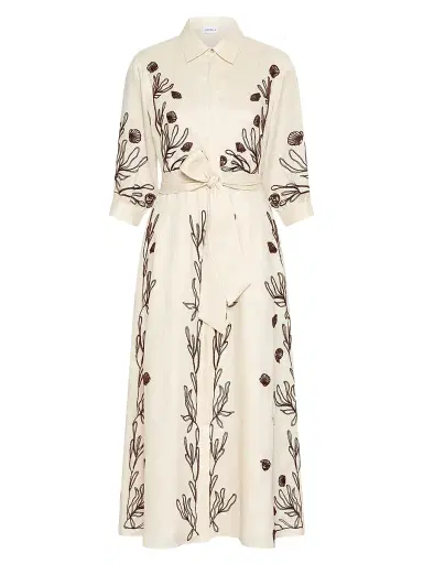 Marella Women's Embroidered Linen Dress - Cream - Size 12 | Thumbnail 1 Marella Women's Embroidered Linen Dress - Cream - Size 12 | Thumbnail 1
