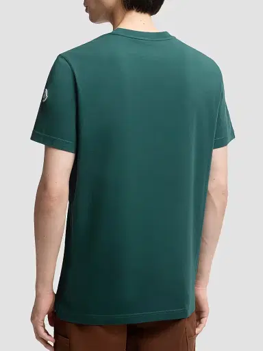 Moncler Men's Crewneck T-Shirt in Cotton - Leaf Green - Size XL | Thumbnail 3 Moncler Men's Crewneck T-Shirt in Cotton - Leaf Green - Size XL | Thumbnail 3