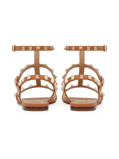 Valentino Garavani Women's Rockstud Flat Calfskin Sandals with Straps - Almond - Size 5 | Thumbnail 3 Valentino Garavani Women's Rockstud Flat Calfskin Sandals with Straps - Almond - Size 5 | Thumbnail 3