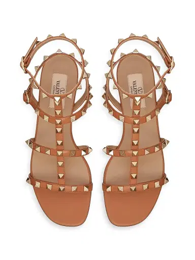 Valentino Garavani Women's Rockstud Flat Calfskin Sandals with Straps - Almond - Size 5 | Thumbnail 4 Valentino Garavani Women's Rockstud Flat Calfskin Sandals with Straps - Almond - Size 5 | Thumbnail 4