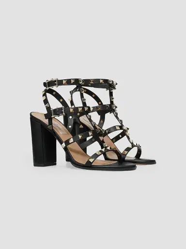 Valentino Garavani Women's Rockstud Ankle Strap Sandals 90 MM - Black - Size 11.5 | Thumbnail 2