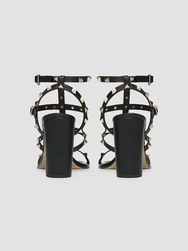 Valentino Garavani Women's Rockstud Ankle Strap Sandals 90 MM - Black - Size 11.5 | Thumbnail 3