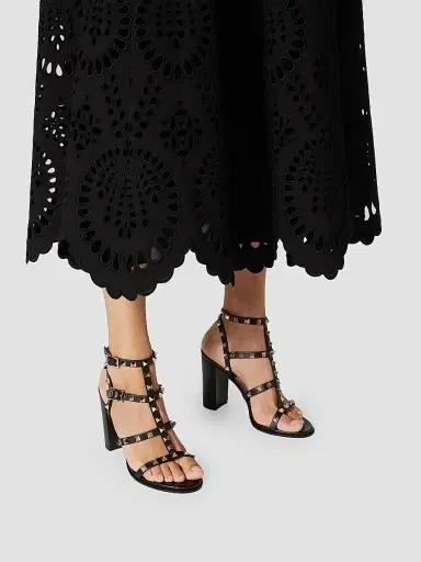 Valentino Garavani Women's Rockstud Ankle Strap Sandals 90 MM - Black - Size 11.5 | Thumbnail 6