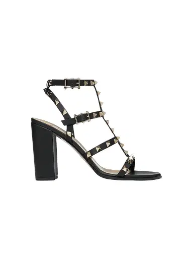 Valentino Garavani Women's Rockstud Ankle Strap Sandals 90 MM - Black - Size 11.5 | Thumbnail 1