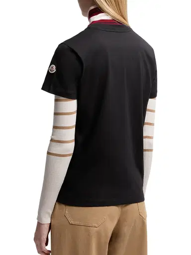Moncler Women's Crewneck T-Shirt in Cotton - Black | Thumbnail 3 Moncler Women's Crewneck T-Shirt in Cotton - Black | Thumbnail 3