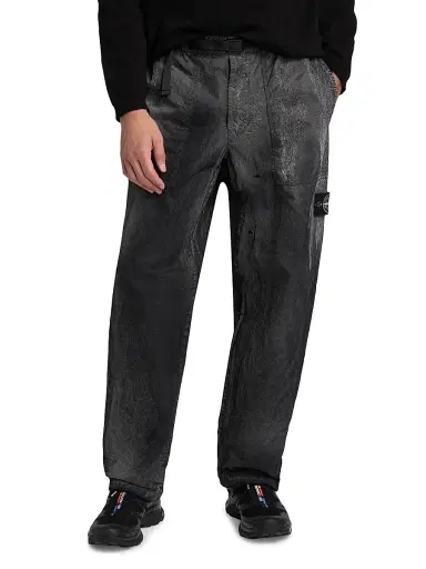 Stone Island Men's Crinkled-Effect Cargo Trousers - Black - Size 36 | Thumbnail 3