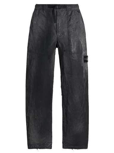 Stone Island Men's Crinkled-Effect Cargo Trousers - Black - Size 36 | Thumbnail 1