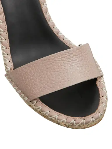 Valentino Garavani Women's Double Rockstud Grainy Calfskin Wedges 105MM - Poudre Black - Size 4 | Thumbnail 5