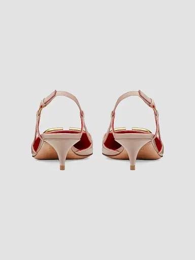 Valentino Garavani Women's VLogo Signature Calfskin Slingback Pumps 40MM - Poudre - Size 4.5 | Thumbnail 3