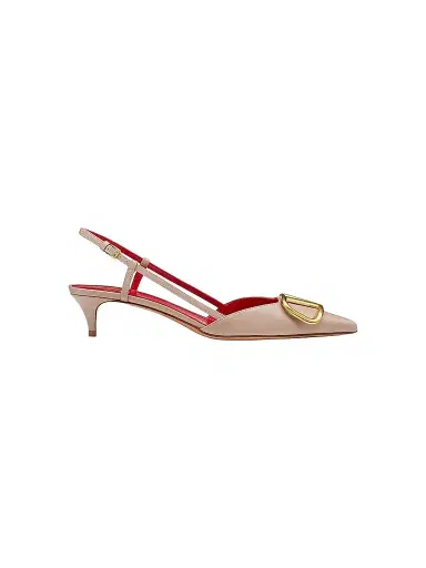 Valentino Garavani Women's VLogo Signature Calfskin Slingback Pumps 40MM - Poudre - Size 4.5 | Thumbnail 1