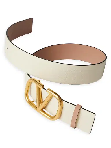 Valentino Garavani Women's Reversible VLogo Signature Belt in Calfskin 40MM - Light Rose Cannelle | Thumbnail 2 Valentino Garavani Women's Reversible VLogo Signature Belt in Calfskin 40MM - Light Rose Cannelle | Thumbnail 2