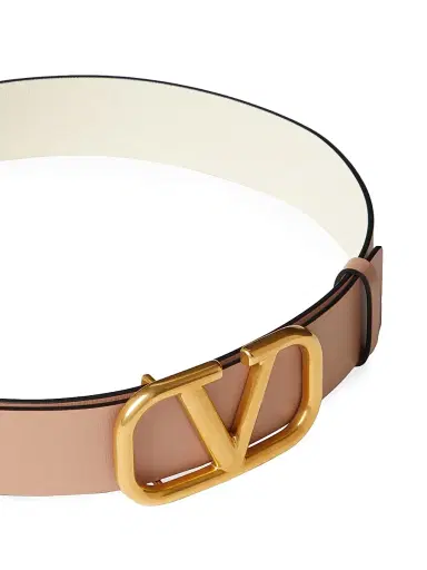 Valentino Garavani Women's Reversible VLogo Signature Belt in Calfskin 40MM - Light Rose Cannelle | Thumbnail 4 Valentino Garavani Women's Reversible VLogo Signature Belt in Calfskin 40MM - Light Rose Cannelle | Thumbnail 4