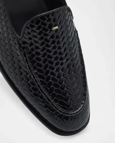 Giuseppe Zanotti Men's Sorrento 15 Woven Leather Loafers | Thumbnail 3
