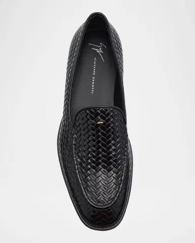 Giuseppe Zanotti Men's Sorrento 15 Woven Leather Loafers | Thumbnail 4