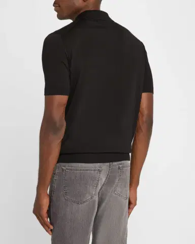 Stefano Ricci Men 's Quarter-Zip Short-Sleeve Polo Sweater | Thumbnail 2