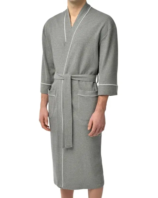 Majestic International Men 's Waffle Knit Kimono Robe