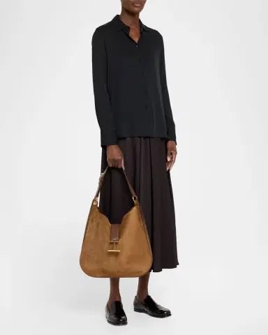 Tom Ford Tara Large Crossbody Bag in Suede and Leather | Thumbnail 4 Tom Ford Tara Large Crossbody Bag in Suede and Leather | Thumbnail 4