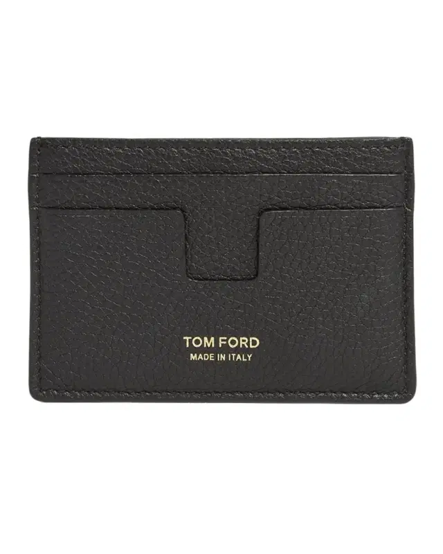 TOM FORD Men 's T Line Soft Grain Leather Card Holder
