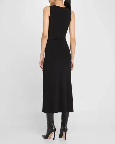Lapointe Waist-Tie Sleeveless Matte Viscose Midi Dress | Thumbnail 3