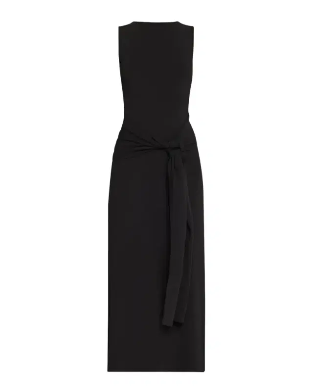 LAPOINTE Waist-Tie Sleeveless Matte Viscose Midi Dress