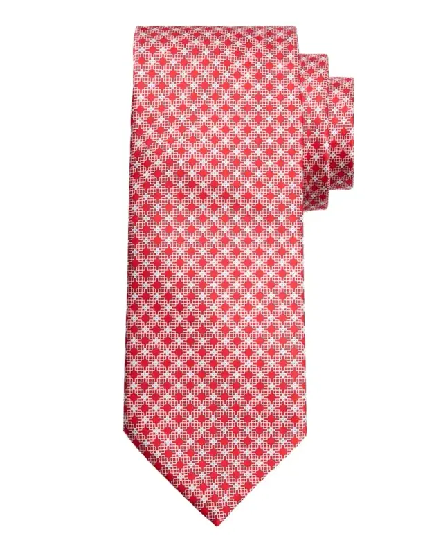Men's Geometric Check Silk Tie