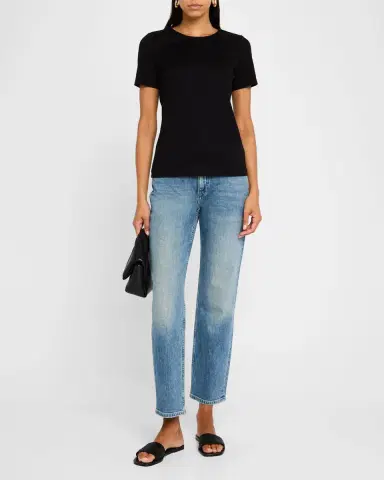 Lafayette 148 New York Ribbed Crewneck Cotton T-Shirt | Thumbnail 2