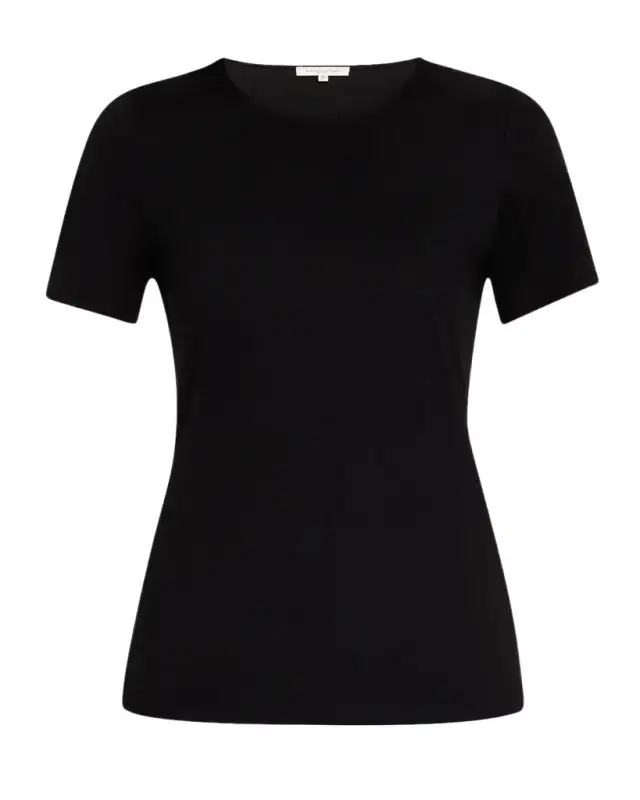 Lafayette 148 New York Ribbed Crewneck Cotton T-Shirt