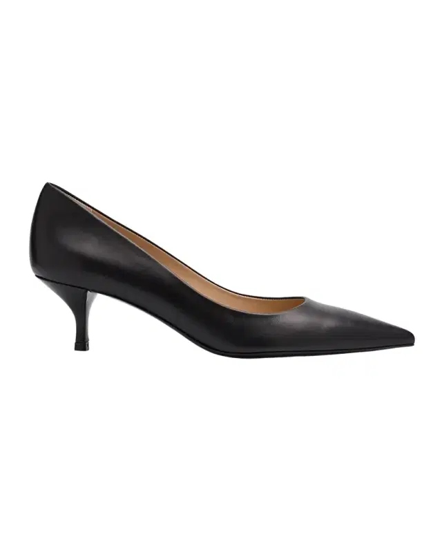 Stuart Weitzman Stuart Leather Kitten-Heel Pumps