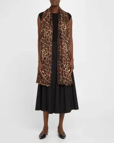 Sofia Cashmere Lightweight Cashmere Leopard-Print Scarf | Thumbnail 2