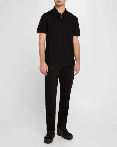 Versace Men's Medusa Zip Pique Polo Shirt | Thumbnail 2 Versace Men's Medusa Zip Pique Polo Shirt | Thumbnail 2