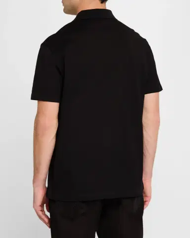 Versace Men's Medusa Zip Pique Polo Shirt | Thumbnail 3 Versace Men's Medusa Zip Pique Polo Shirt | Thumbnail 3