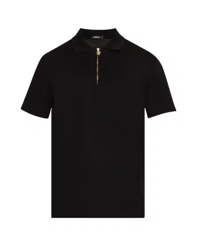 Versace Men's Medusa Zip Pique Polo Shirt | Thumbnail 1 Versace Men's Medusa Zip Pique Polo Shirt | Thumbnail 1